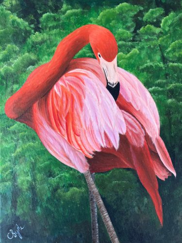 Catherine Jennings' Flamingo Painting - International Happiness Day