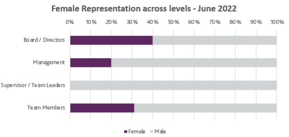 Female representation across levels - graph